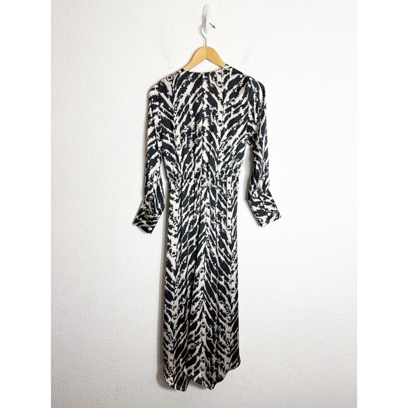 Zara Woman Satin Effect Animal Print Midi Dress Small Long Sleeve 9878/081 - Picture 12 of 13